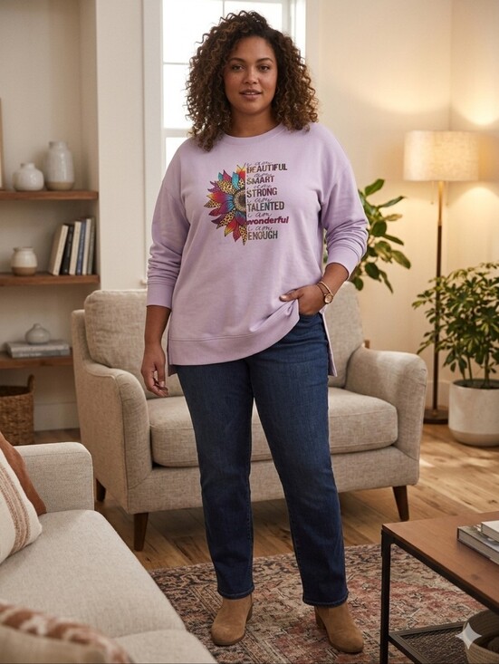 tek gear Sweaters - Motivational Sunflower Hand Pressed Sweater